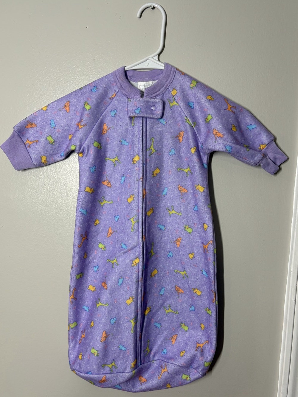 Vintage Carter's Purple Fleece Sleep Sack up to 21lbs